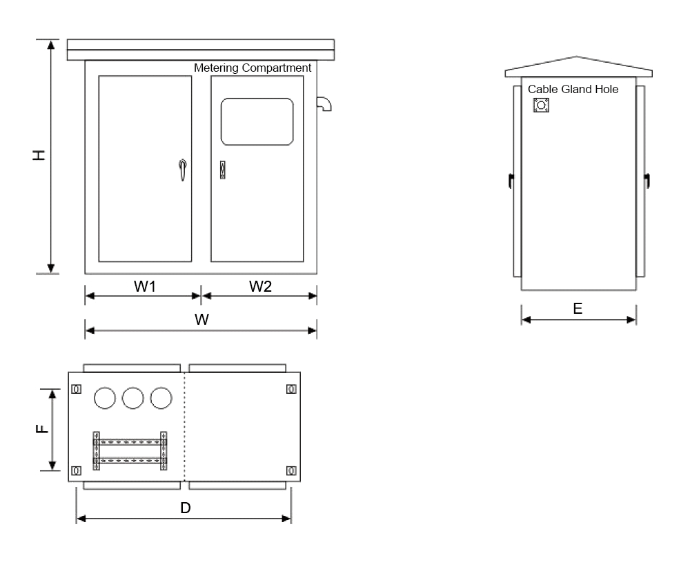 The External Dimensions Diagram of the JP Series Integrated Distribution Box